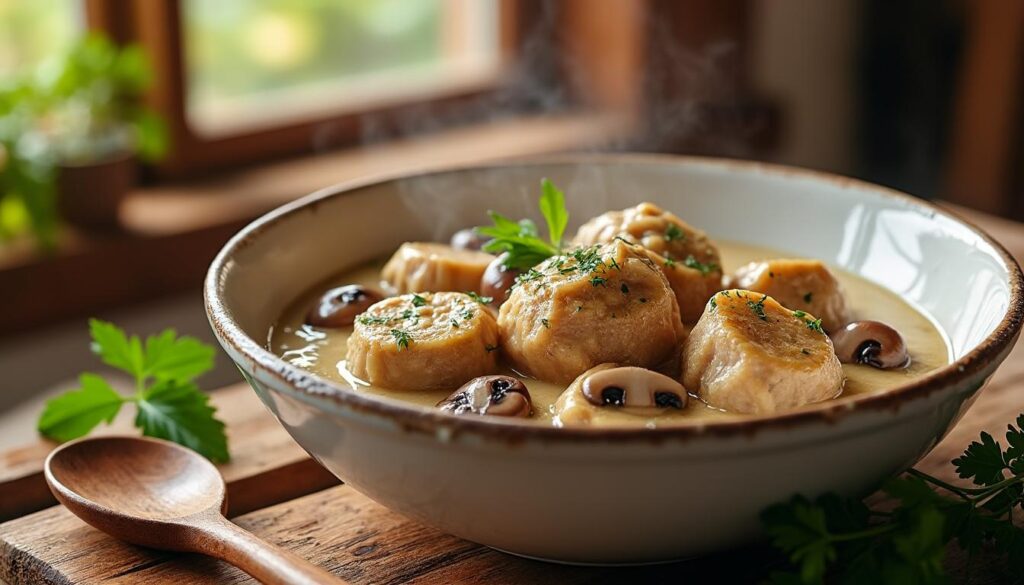 découvrez une recette facile et savoureuse de chapon en morceaux à la crème et champignons, idéale pour un repas gourmand et rapide à préparer.