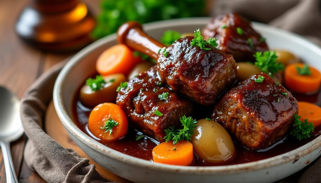 découvrez notre recette facile de jarret de bœuf fondant, cuisiné lentement pour une viande tendre et savoureuse, parfaite pour un repas réconfortant.
