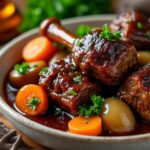 découvrez notre recette facile de jarret de bœuf fondant, cuisiné lentement pour une viande tendre et savoureuse, parfaite pour un repas réconfortant.