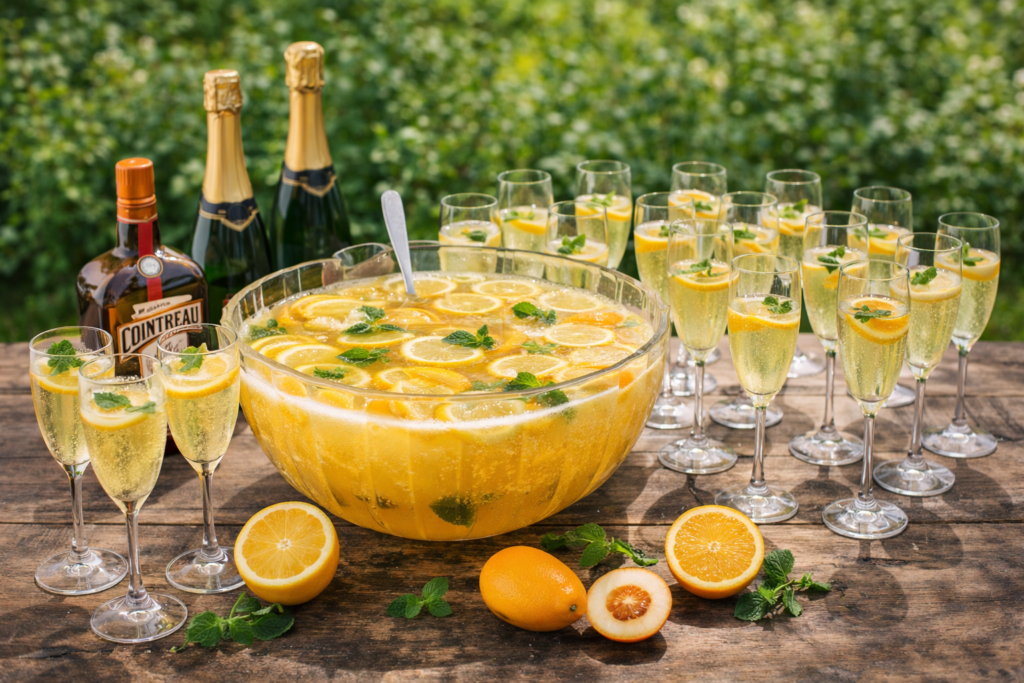 Soupe de champagne au Cointreau pour 20 personnes