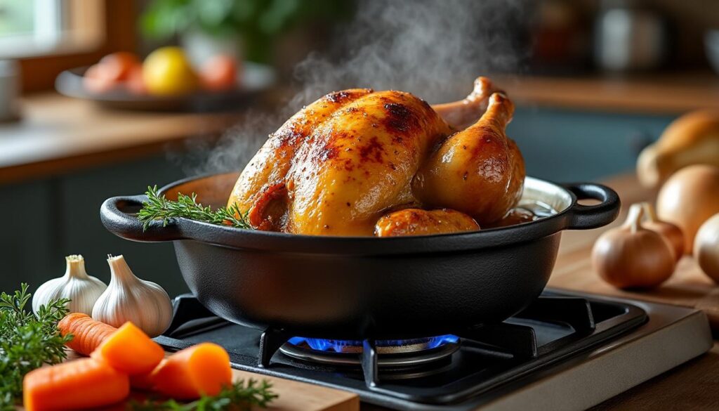 découvrez comment cuisiner un chapon en cocotte sans utiliser de four, grâce à une méthode simple, rapide et savoureuse pour un repas réussi.