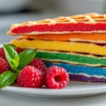 découvrez une recette facile et rapide de gaufres arc en ciel à la framboise et au basilic, parfaite pour un dessert coloré et gourmand.
