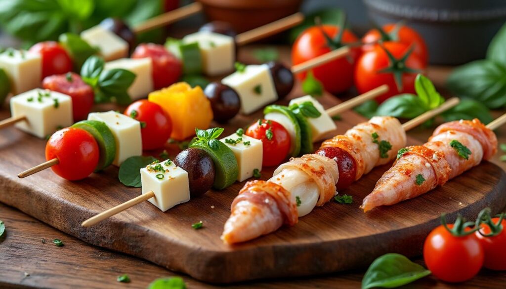 découvrez 10 recettes faciles et rapides de brochettes apéritives pour régaler vos invités en toute simplicité.