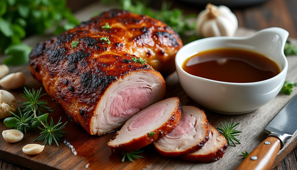 découvrez une recette facile et rapide de rôti de porc au cookeo, sublimé par un fond de veau savoureux pour un repas gourmand en un rien de temps.