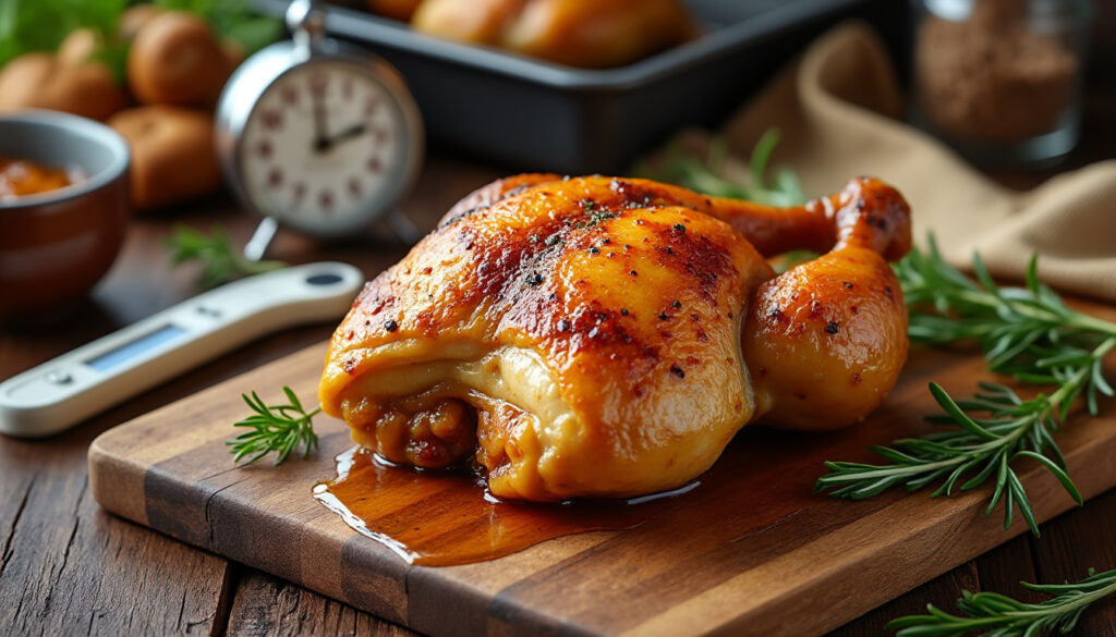 découvrez le temps de cuisson idéal pour une cuisse de poulet au four parfaite, accompagnée de conseils pratiques pour une viande tendre et savoureuse.