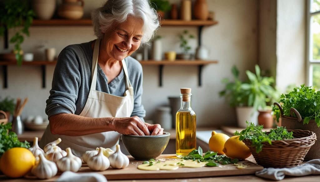 découvrez la recette authentique de l'aïoli de grand-mère, la sauce traditionnelle provençale parfaite pour accompagner vos plats méditerranéens.