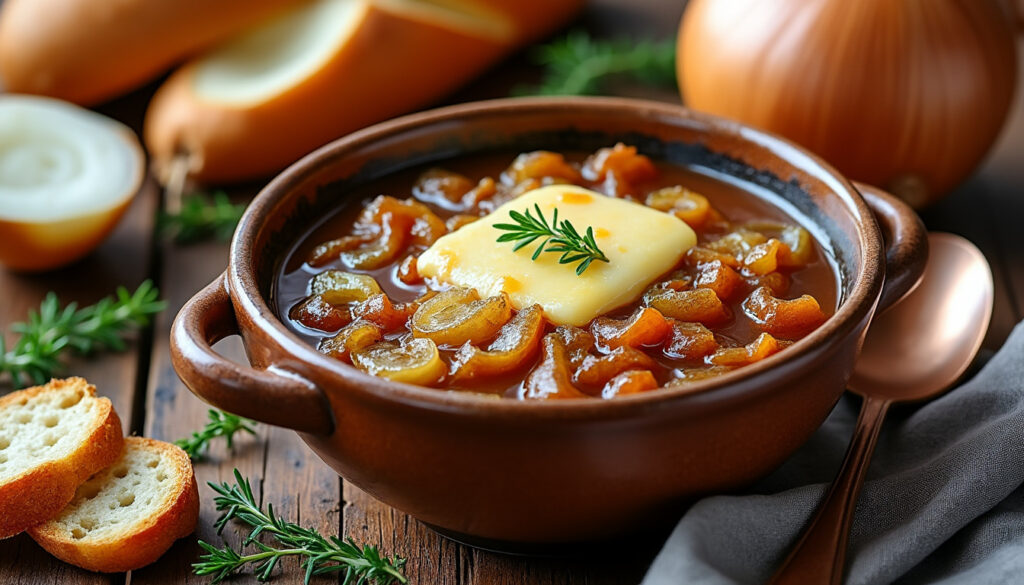 découvrez la recette traditionnelle facile et rapide de la soupe à l'oignon grand-mère, un classique réconfortant à préparer chez vous.