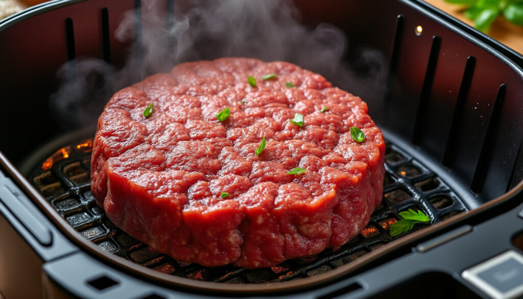découvrez comment cuire rapidement et savoureusement votre steak haché surgelé avec une friteuse à air pour un repas facile et délicieux.