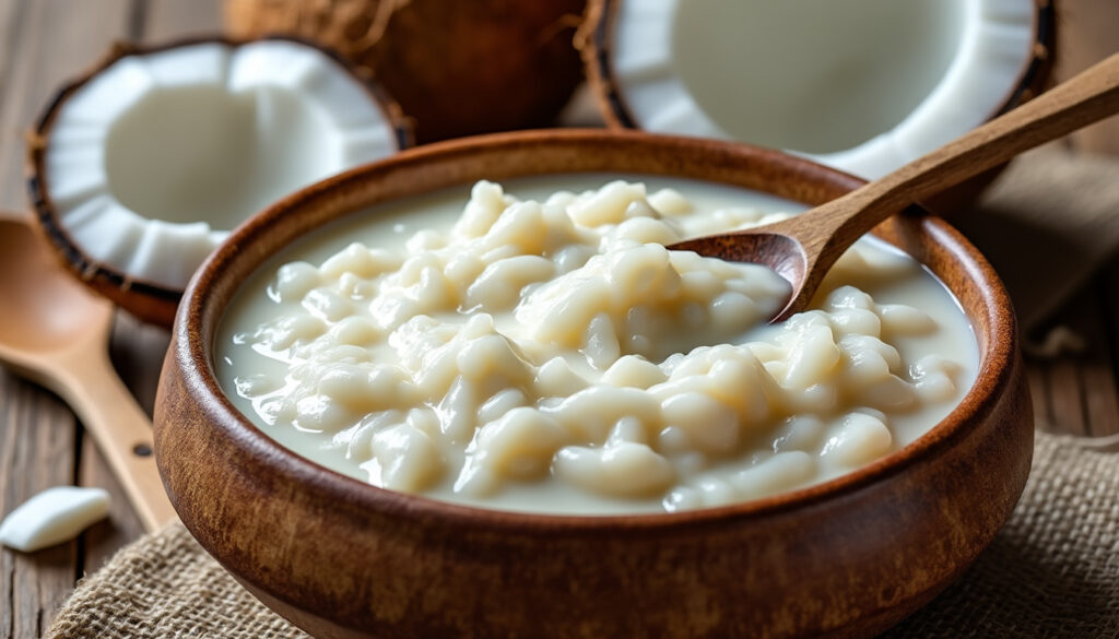 découvrez une recette facile et rapide pour préparer un riz au lait de coco crémeux et gourmand, parfait pour un dessert exotique et savoureux.