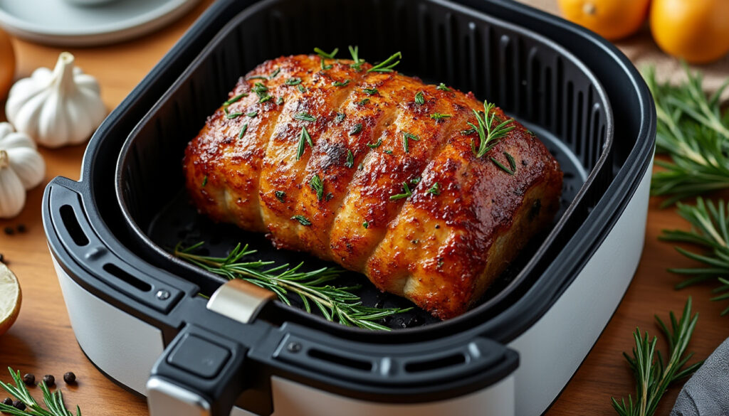 découvrez le temps de cuisson idéal pour un rôti de porc à l’air fryer avec notre guide rapide et précis, pour une viande tendre et savoureuse à chaque cuisson.