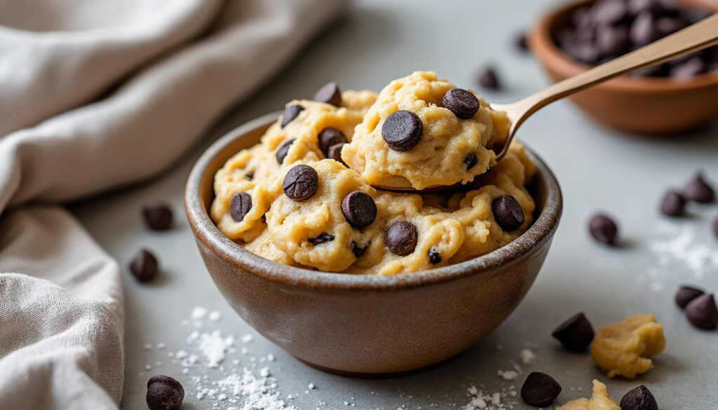 découvrez une recette de cookie dough facile et rapide, sans cuisson, pour savourer une délicieuse pâte à cookie à croquer à la cuillère.